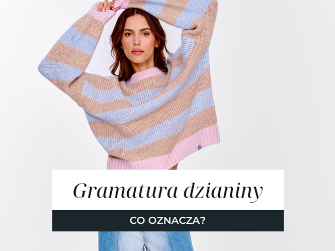 Sweter z wełny w szerokie pasy, widoczny gruby splot dzianiny