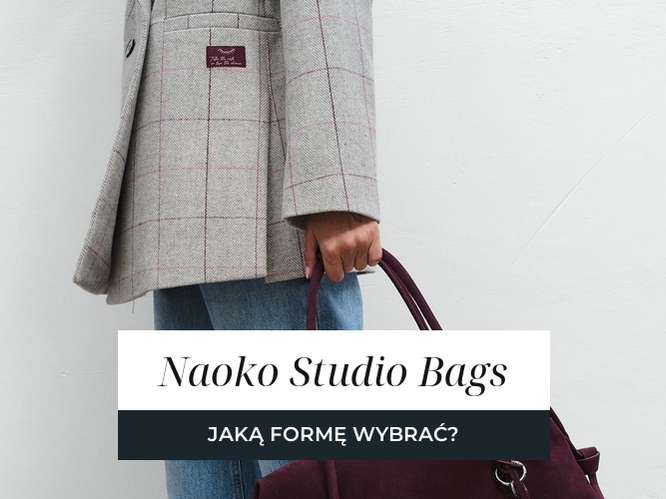 Trzy torebki z kolekcji Naoko Studio Bags: czekoladowy brąz, burgund i zamsz z błękitną zawieszką