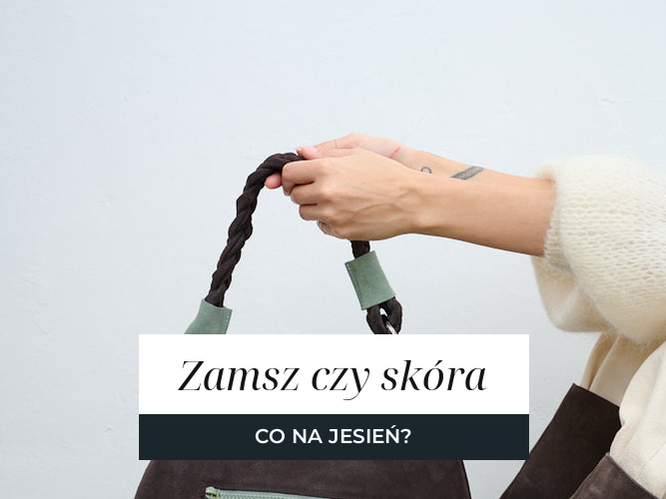 Zamszowa torebka z plecionym paskiem