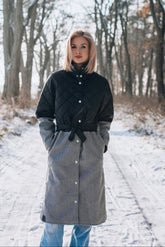 Płaszcz z łączonych tkanin Camille