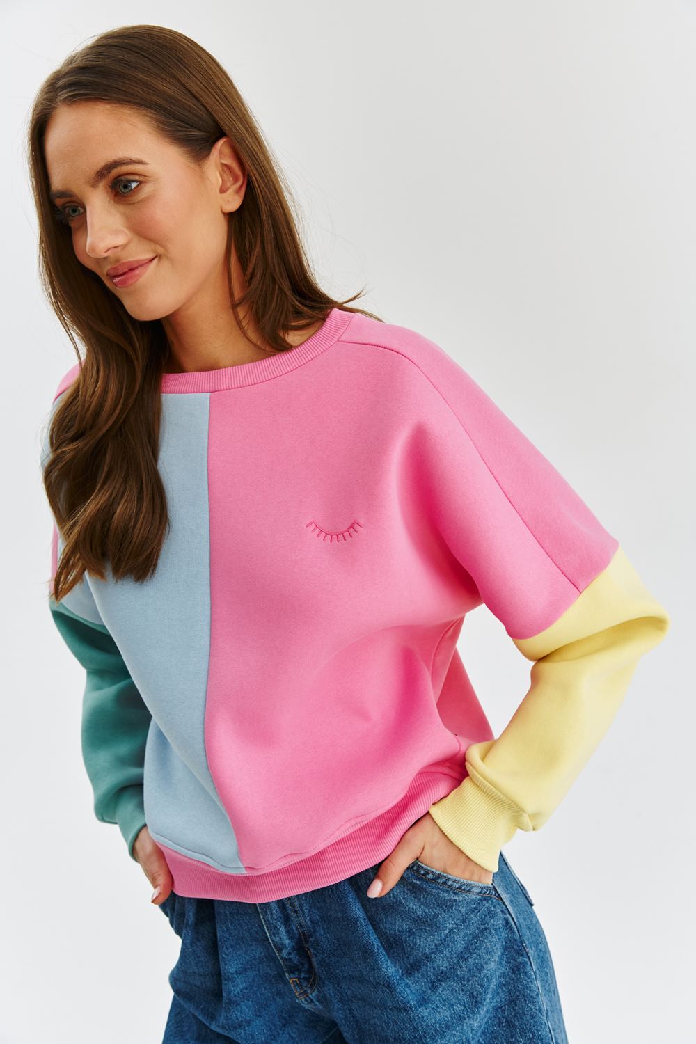 naoko bawełniana bluza dresowa kolorowa z nadrukiem