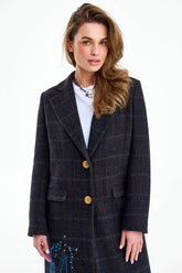 Klasyczny płaszcz z wełną Midnight Whiskers