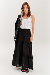 Długa spódnica lniana Black Lotus