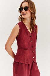 Kamizelka lniana Dusty Wine