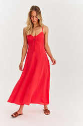 Sukienka maxi na ramiączkach Red Spell
