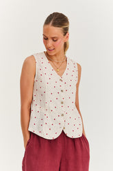 Kamizelka lniana Berry Drop