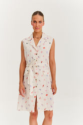 Lniana sukienka midi Retro Sun