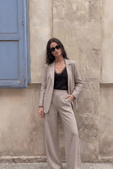 Szerokie spodnie z lnem Cold Champagne