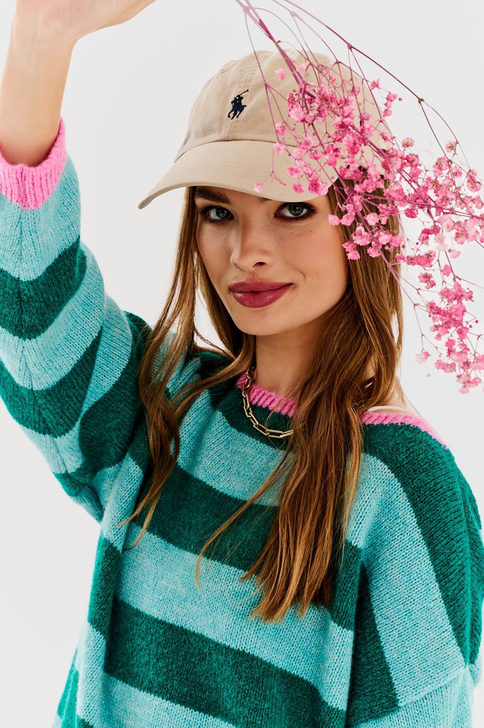 naoko sweter oversize niebieski w pasy