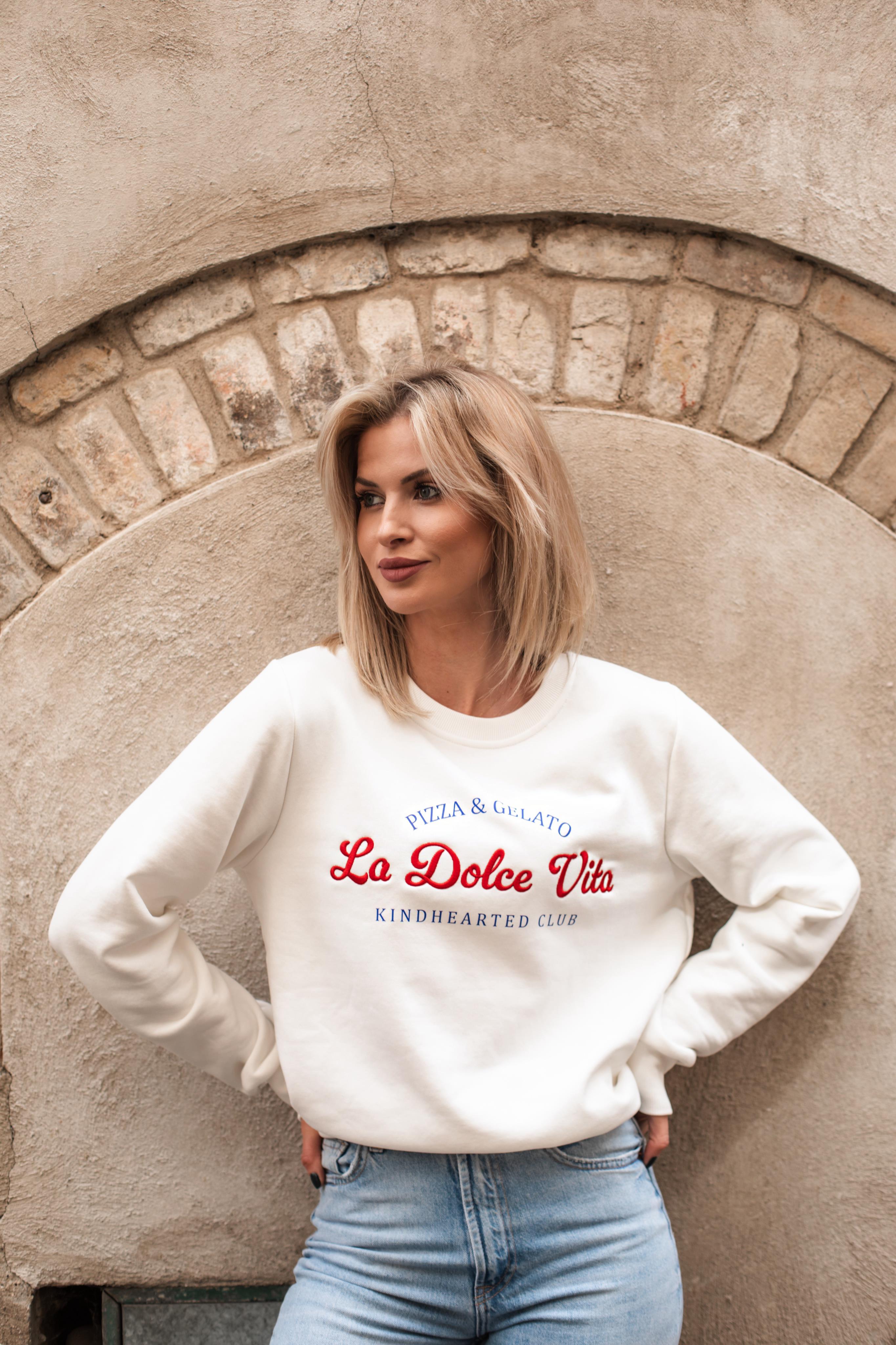 naoko biała bluza przez głowę z nadrukiem