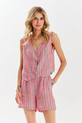 kamizelka lniana w paski naoko