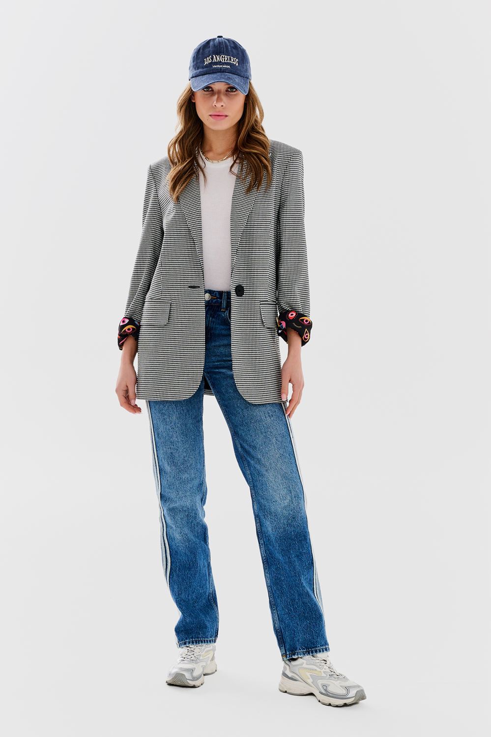 naoko marynarka w pepitę podszewka ze wzorem