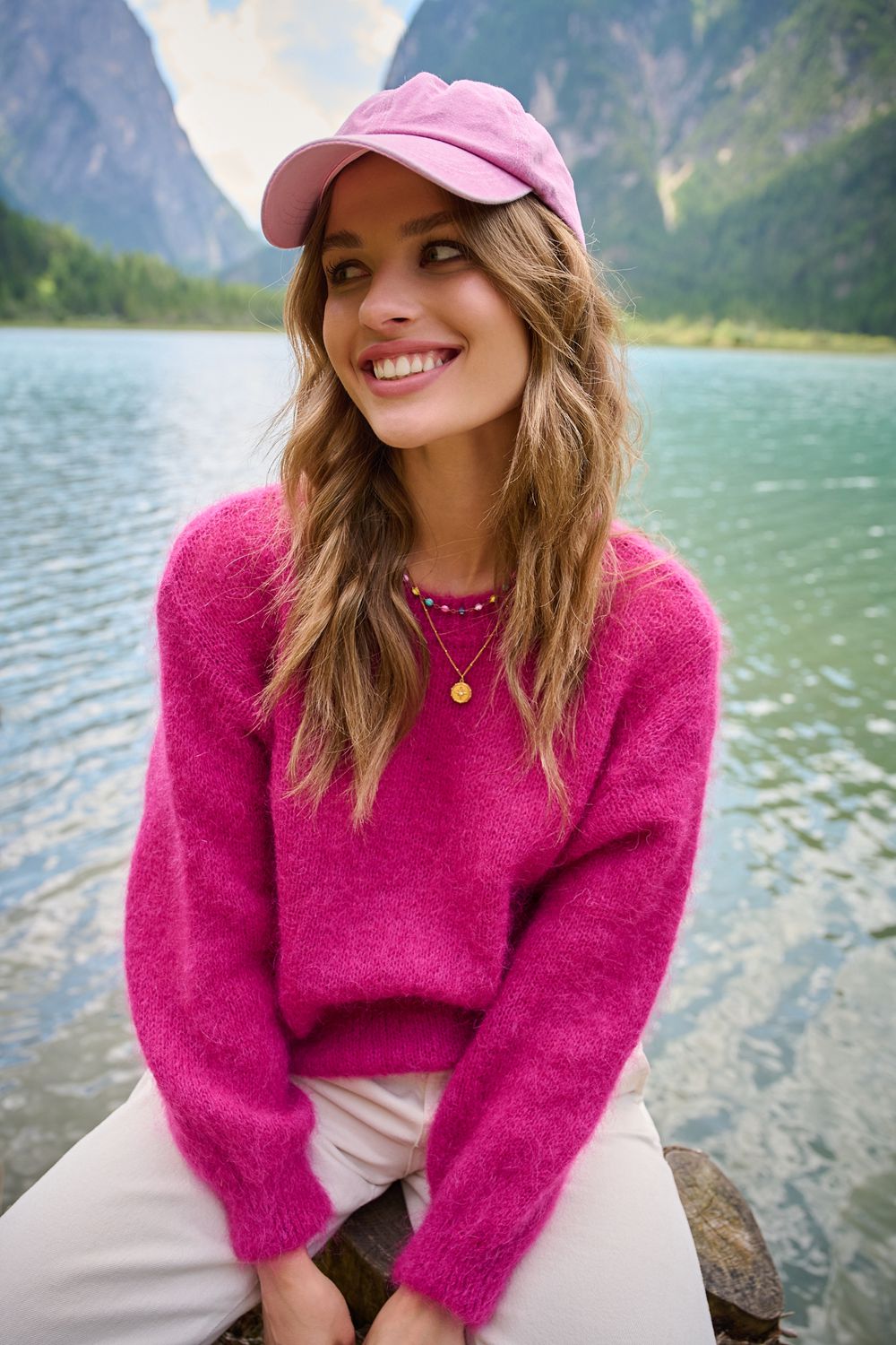 Różowy sweter moherowy Sugar Plum