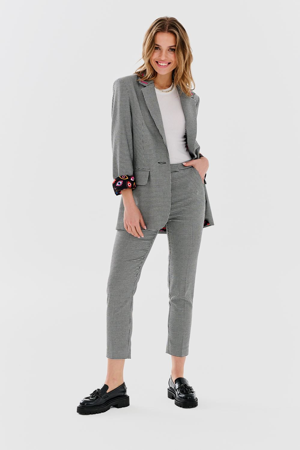 spodnie cygaretki w pepitkę naoko