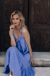 naoko paula jagodzińska sukienka maxi lniana niebieska