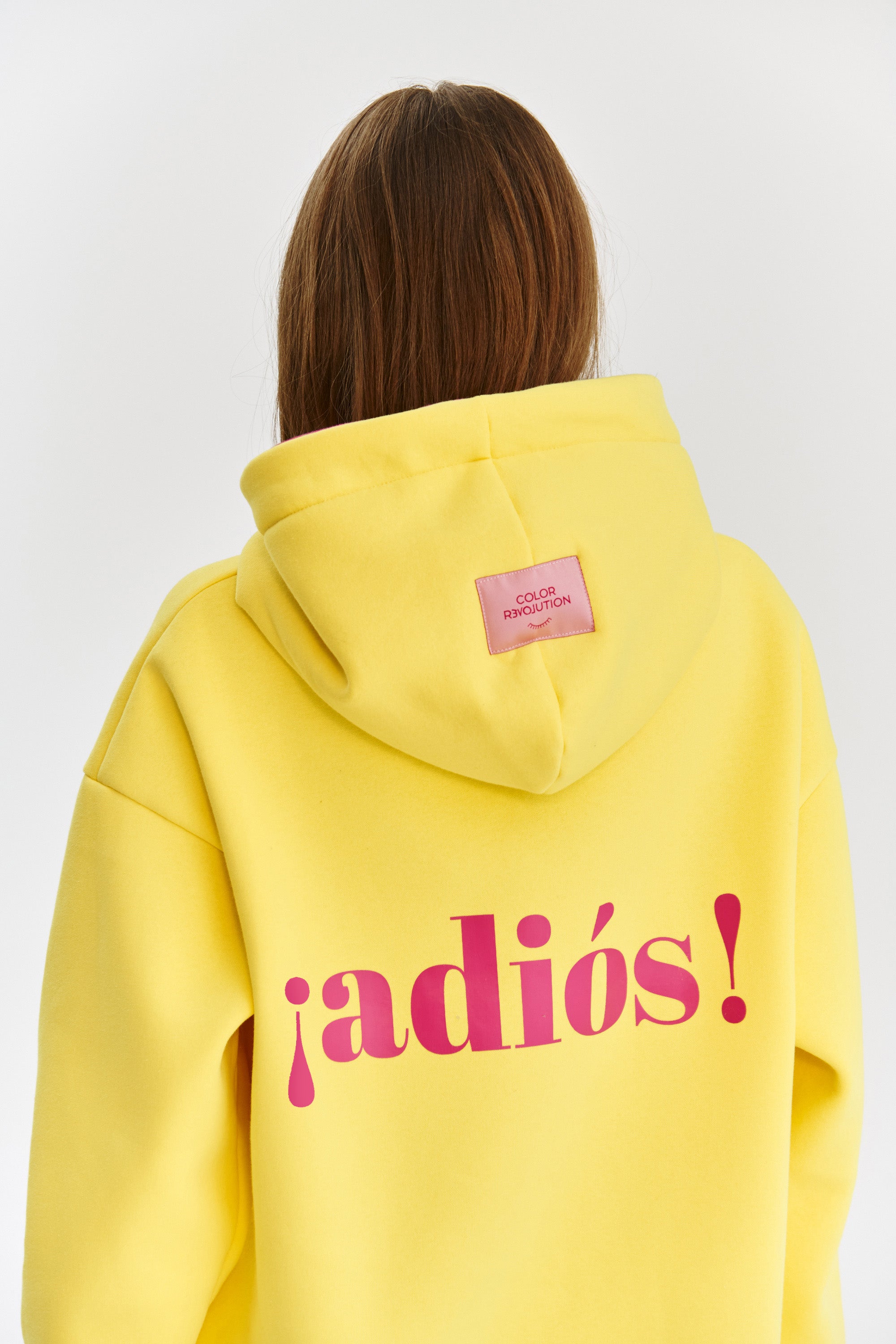 naoko żółta bawełniana bluza z kapturem i nadrukiem