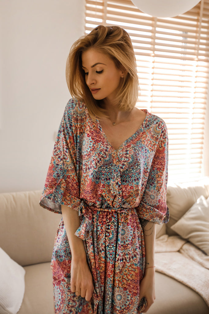 naoko sukienka maxi wzór boho wiskoza