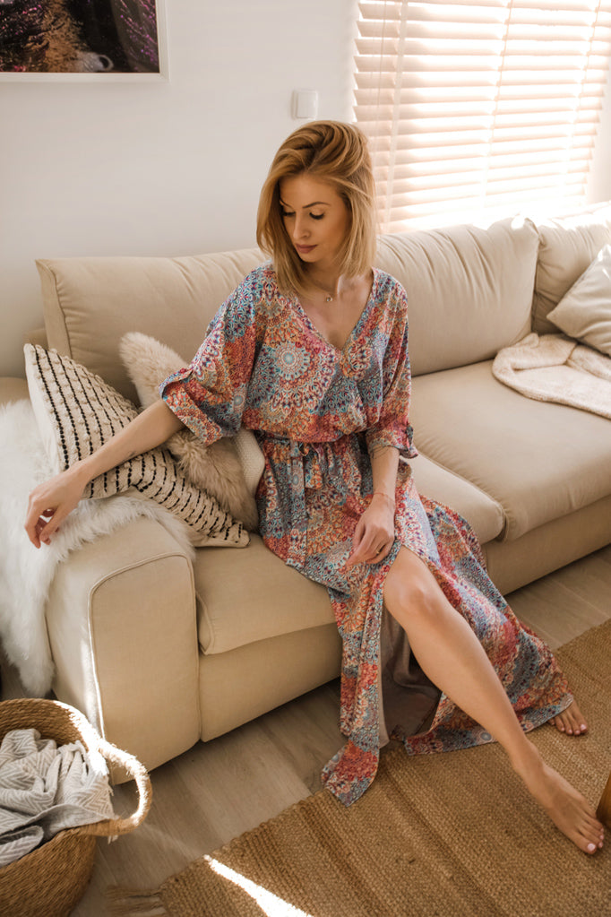 naoko sukienka maxi wzór boho wiskoza