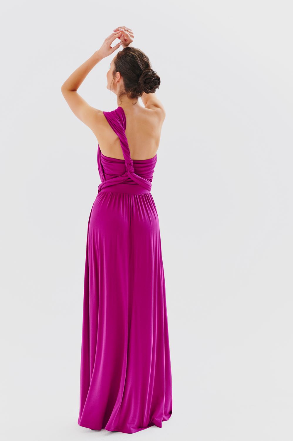 naoko fioletowa sukienka wiskozowa na jedno ramię z wiązaniem