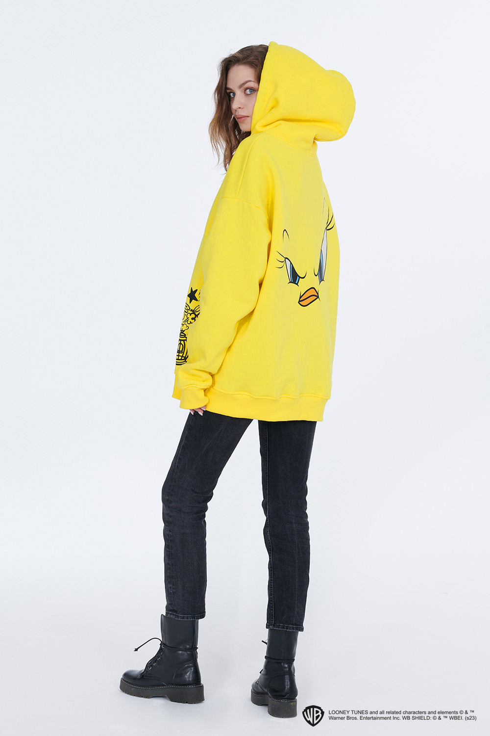 naoko żółta długa bluza z kapturem tweety