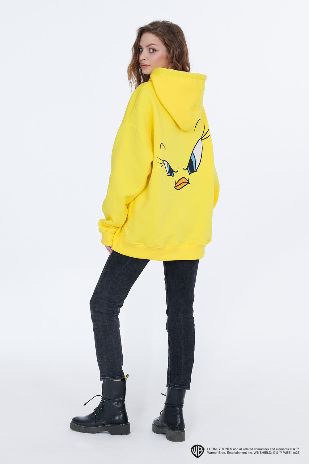 naoko żółta długa bluza z kapturem tweety