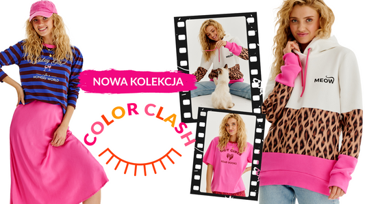 Kolekcja Color Clash od NAOKO. Twoja nowa modowa przygoda zaczyna się teraz. Kolorowe ubrania, kolorowe bluzy