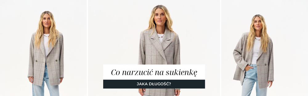 Marynarka z wełny w delikatną kratę jako okrycie na jesienne dni, ujęcia studyjne