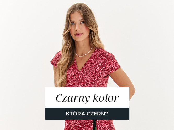 Kobieta w czarnej sukience dwustronnej, matowa tkanina bez połysku.