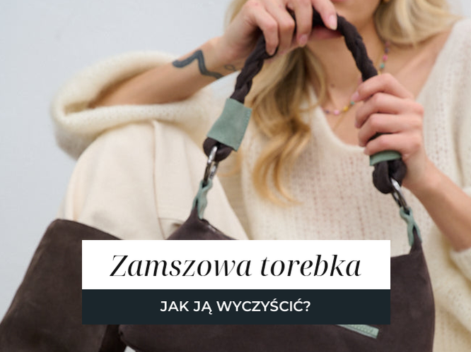 Ciemnobrązowa zamszowa torebka z plecionym uchwytem, widoczna matowa faktura zamszu.