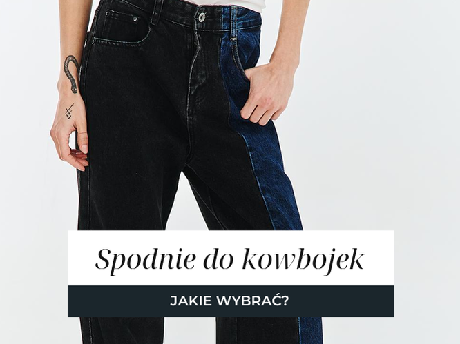 Kobieta w prostych spodniach jeansowych, stylizacja pasująca do kowbojek.