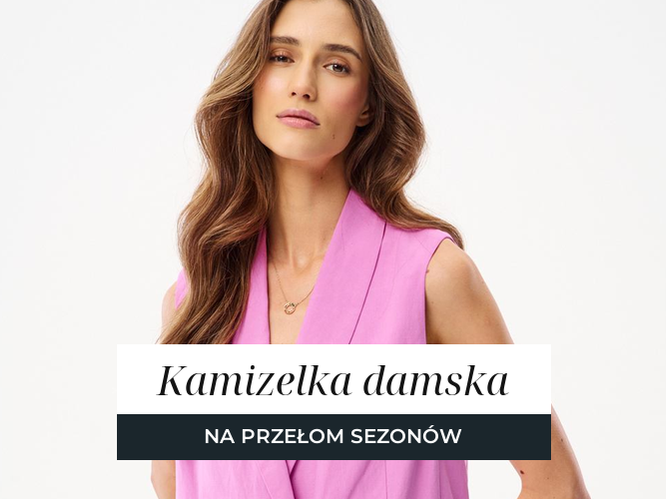 Kobieta w lnianej kamizelce garniturowej, elegancka warstwowa stylizacja na przełom sezonów.