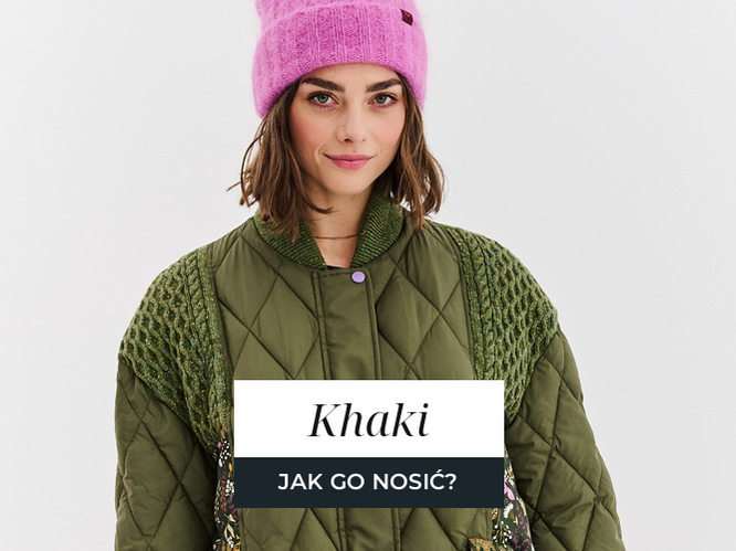 Pikowana kurtka w kolorze khaki o oliwkowym odcieniu