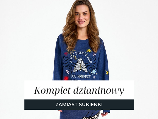 Dwuczęściowy komplet dzianinowy: sweter i spódnica midi w granacie