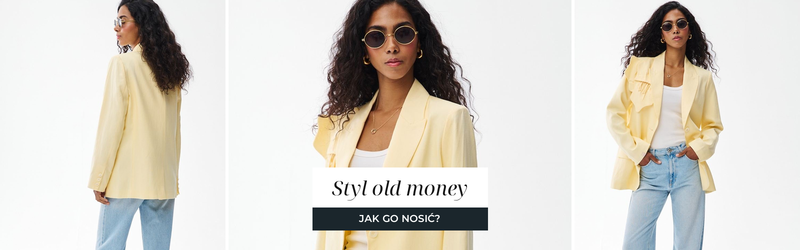 Kobieta w klasycznej marynarce w stylu old money, dyskretna elegancja.