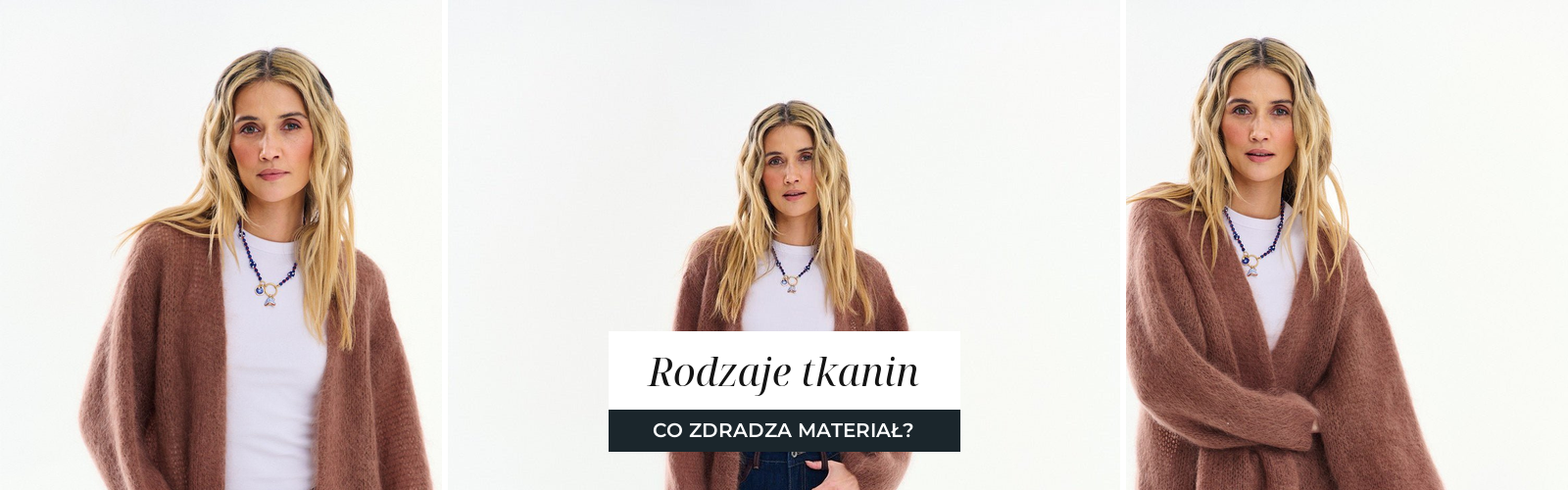 Kardigan moherowy o wyraźnej fakturze włosa, ujęcia studyjne na białym tle
