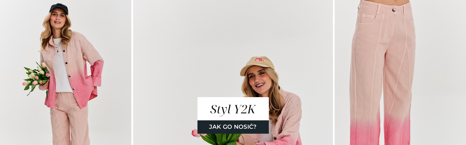 Różowe spodnie jeansowe w duchu mody lat dwutysięcznych