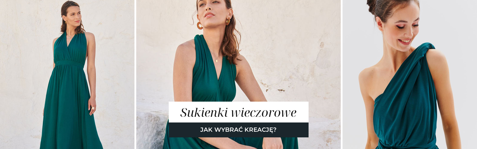 Zielona sukienka wieczorowa maxi z wiązanym dekoltem