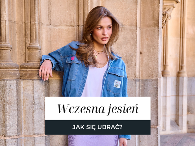 Jeansowa bomberka narzucona na satynową spódnicę midi, stylizacja przejściowa