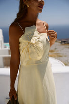 Sukienka midi z lnem Here Comes the Sun