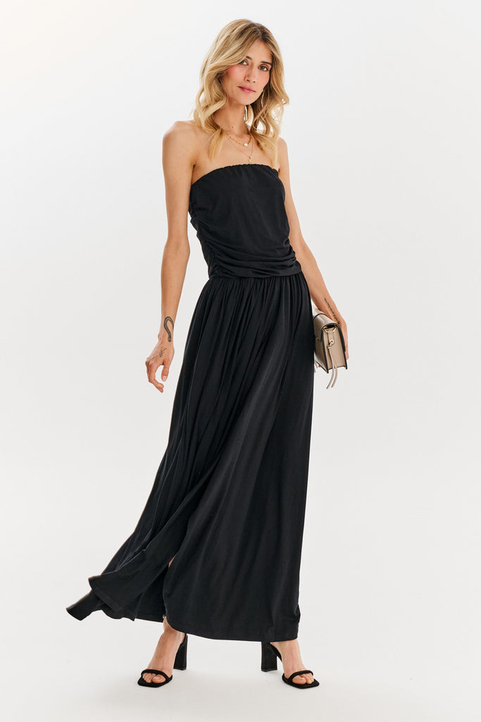 sukienka maxi bez ramiączek w kolorze czarnym naoko