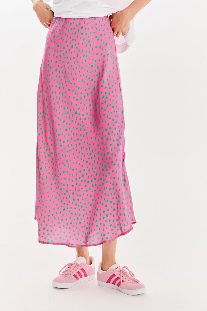 spódnica midi w kolorze różowym naoko