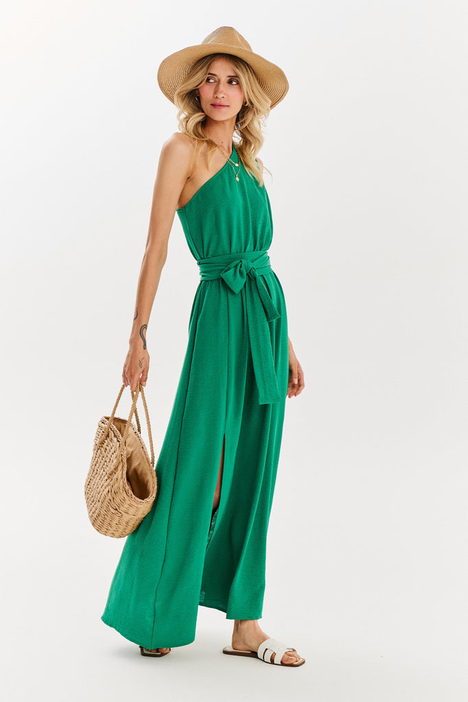 asymetryczna sukienka w kolorze zielonym naoko
