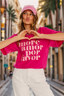 t-shirt różowy z napisame amore por favor