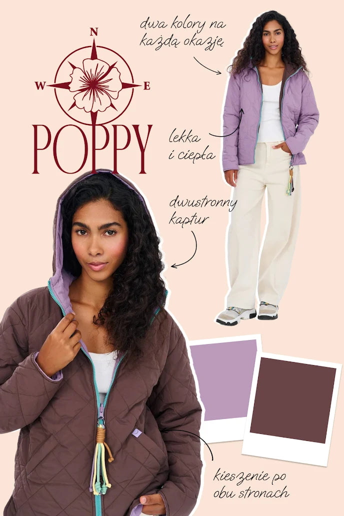 Kurtka dwustronna z kapturem Poppy Cinnamon Dusk