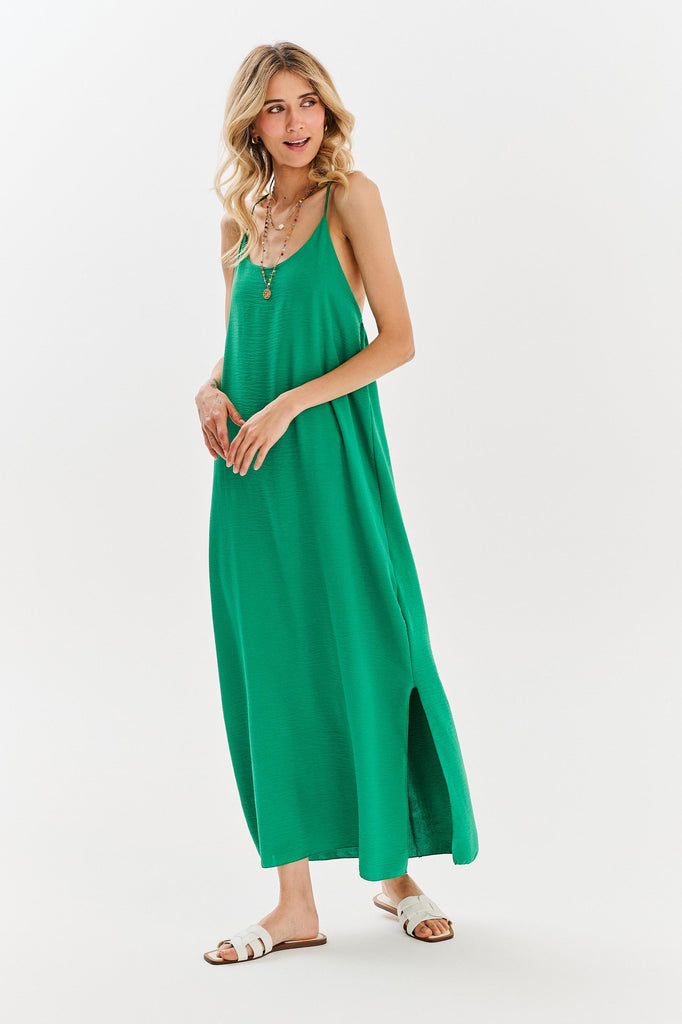 zielona sukienka maxi na ramiączkach naoko