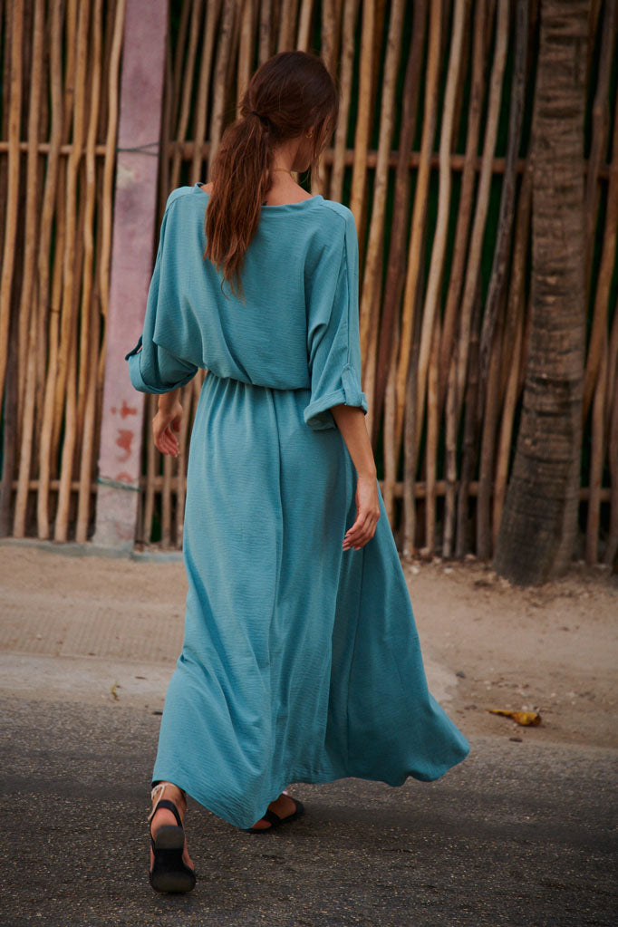 Dluga sukienka z wiazaniem Azzurro SM (30)