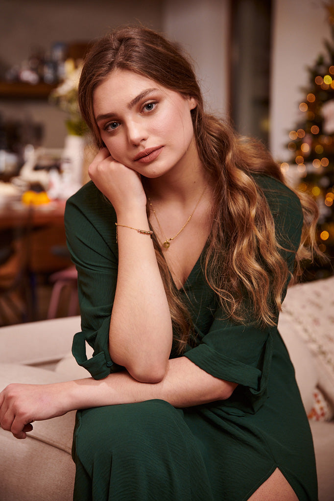 Długa sukienka z wiązaniem Emerald Dream