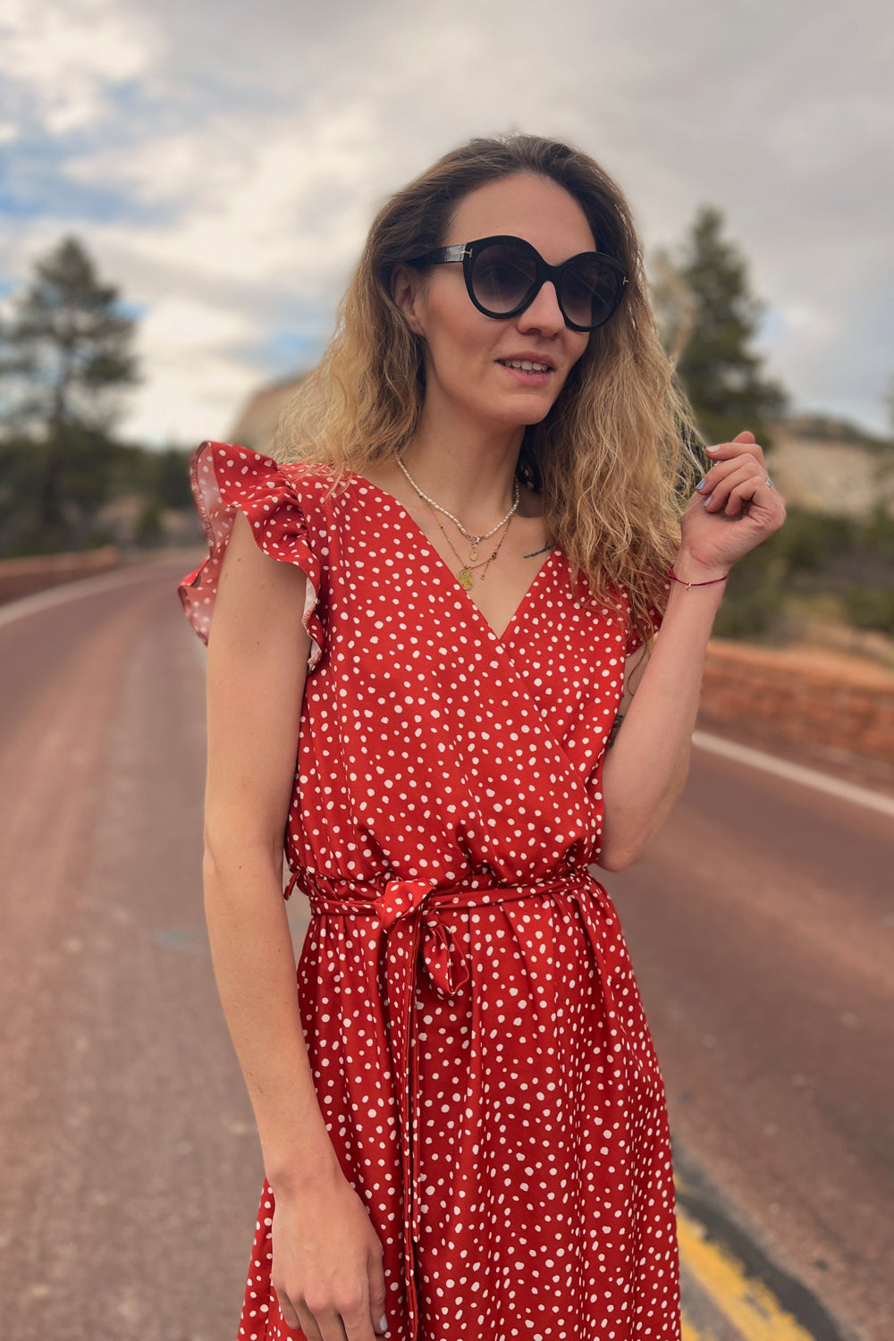 Sukienka midi z falbanką Desert Flower